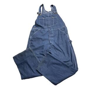 VTG Sears Roebuck Mens Sz 36X30 Carpenter Denim Bib Overalls Union Made Blue 70s